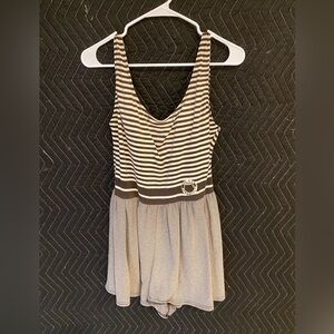 Black and White Striped One Piece